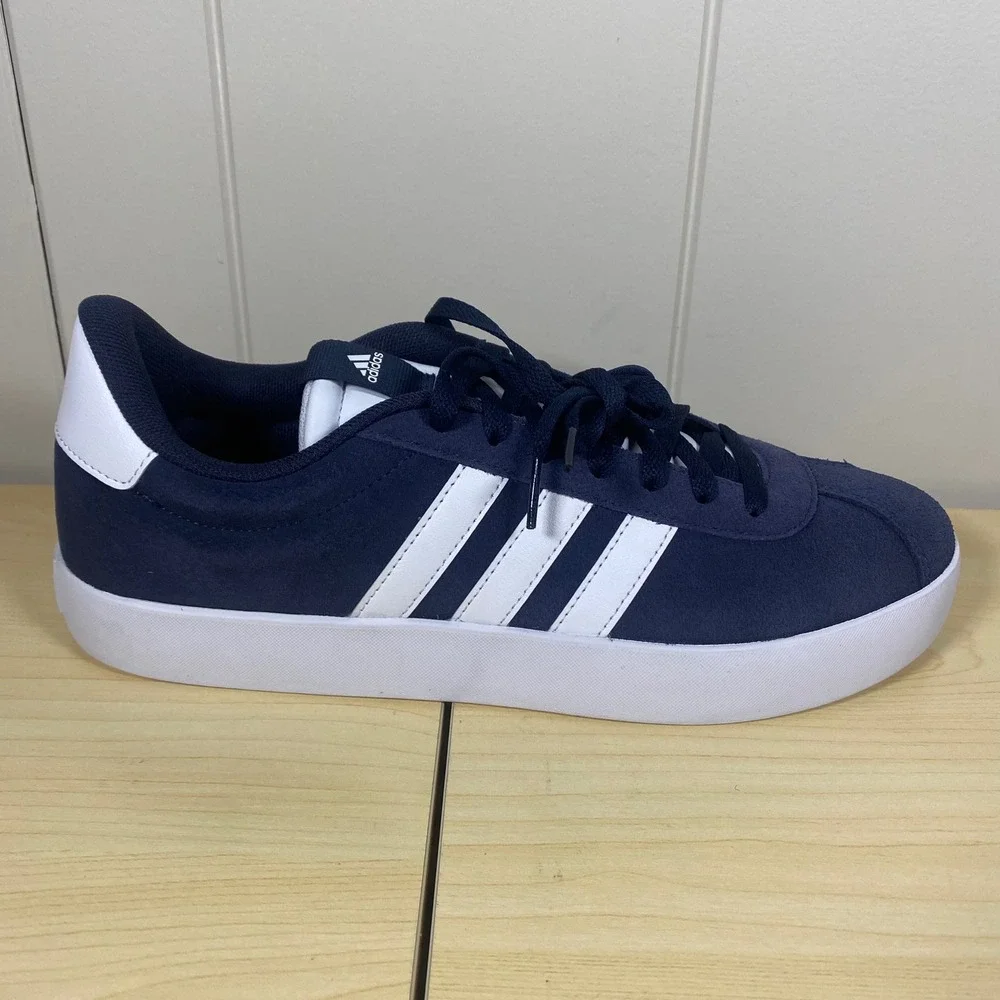 NEW Adidas VL Court 3.0 Mens Navy Blue White Suede Skateboard Shoes Size 10.5 - Picture 2 of 9